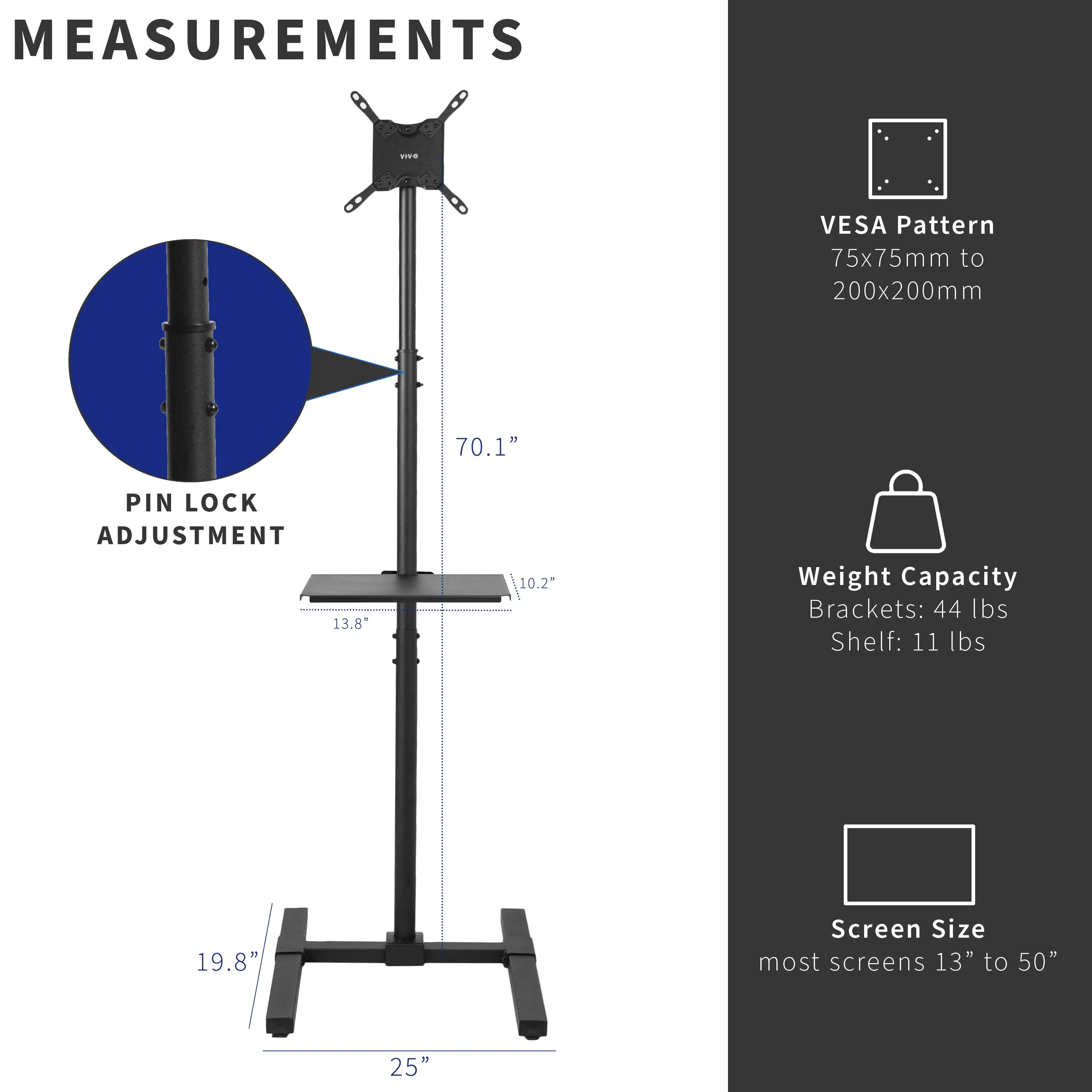 13” to 50” TV Stand with Shelf for Treadmills & Ellipticals