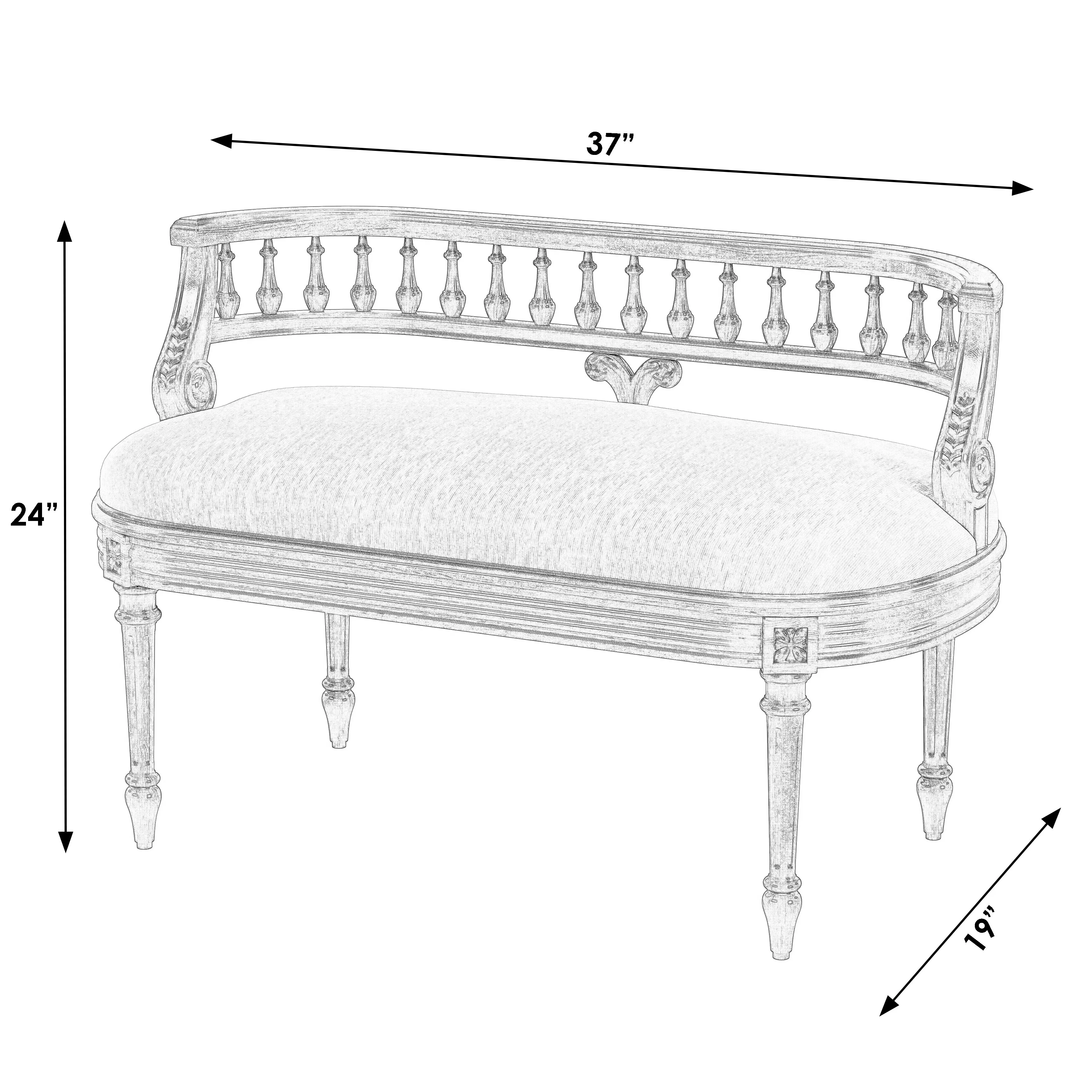 Hathaway 37" Upholstered Bench in Gray  2625418