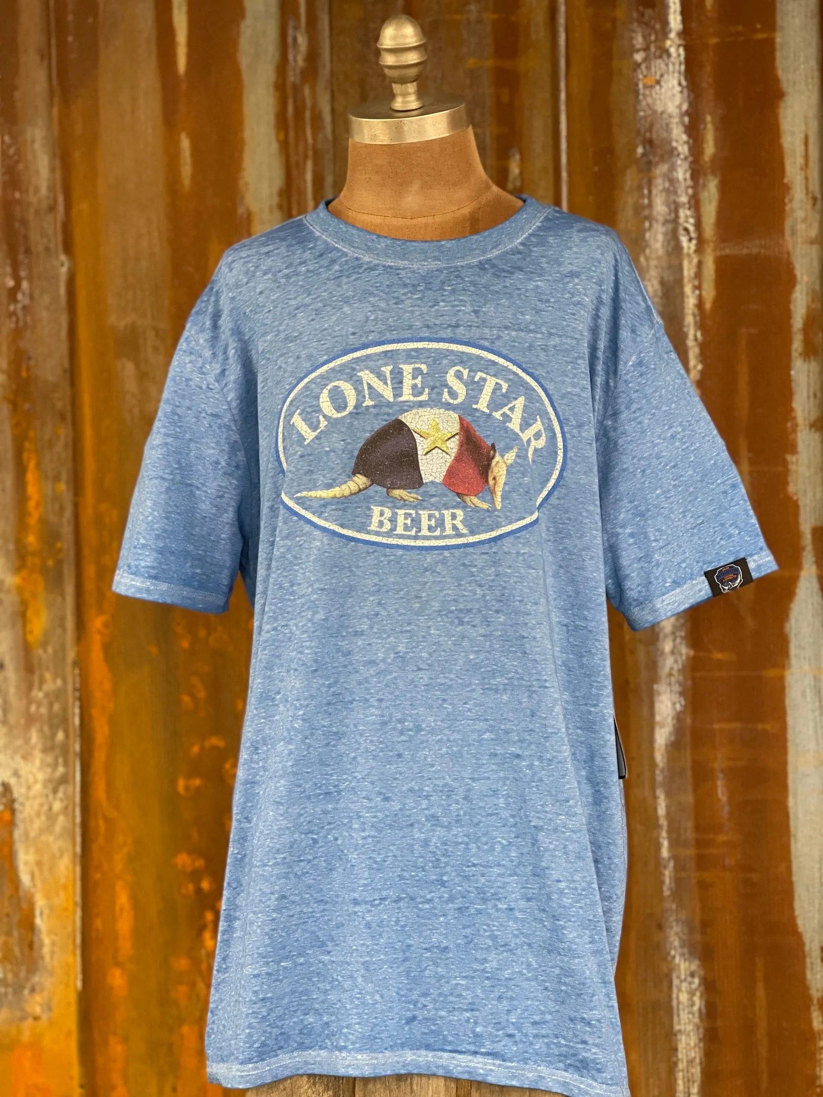 Lone Star Beer ARMADILLO LUXE Tee- Blue CLEARANCE
