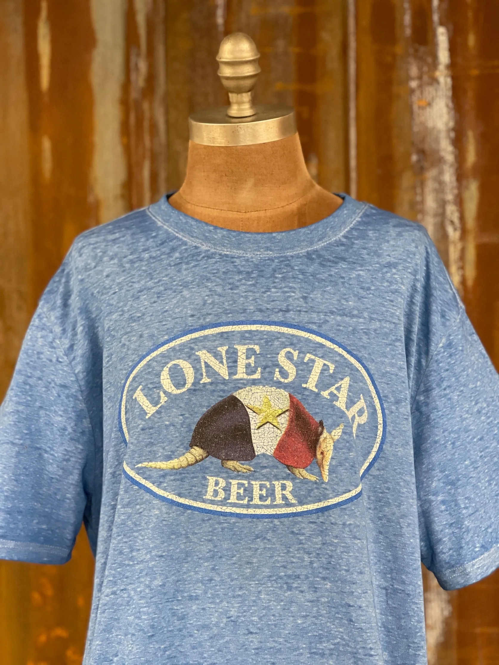 Lone Star Beer ARMADILLO LUXE Tee- Blue CLEARANCE