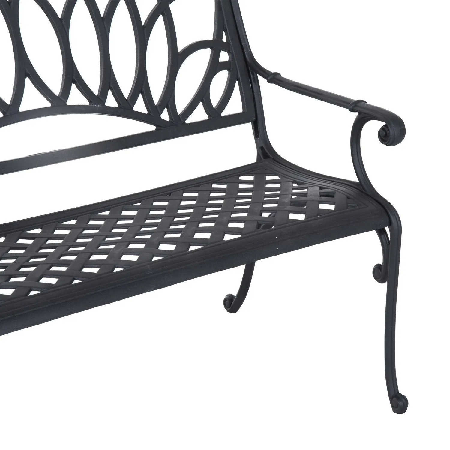 Outsunny 41&quot; Lotus Flower Pattern Decorative Outdoor Garden Bench - Black