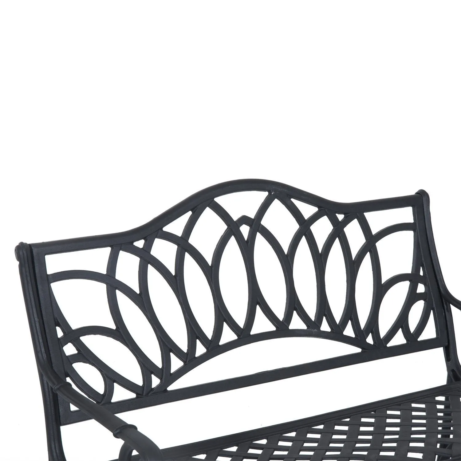 Outsunny 41&quot; Lotus Flower Pattern Decorative Outdoor Garden Bench - Black