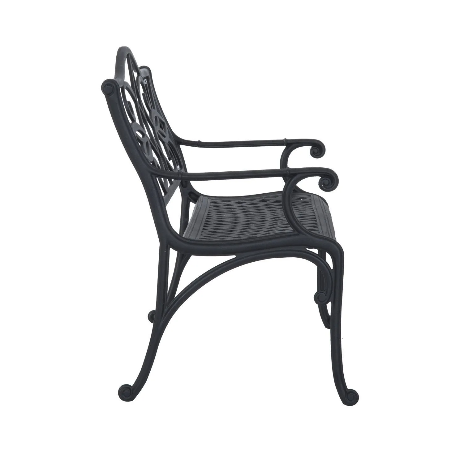 Outsunny 41&quot; Lotus Flower Pattern Decorative Outdoor Garden Bench - Black