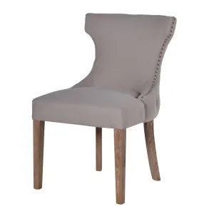 Taupe Linen Button Back Dining Chair