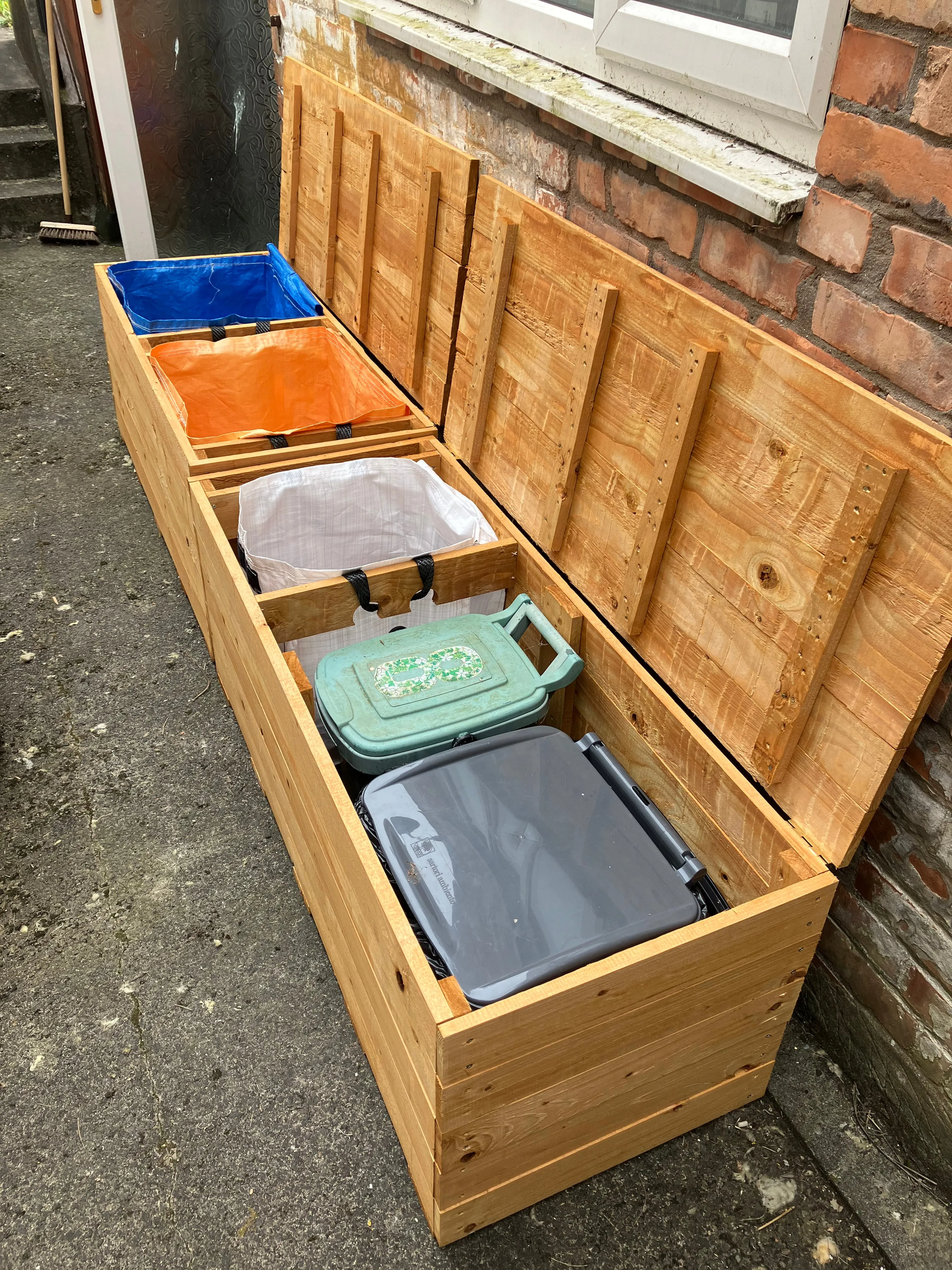 Two Solid Recycling Storage Benches Flat Pack