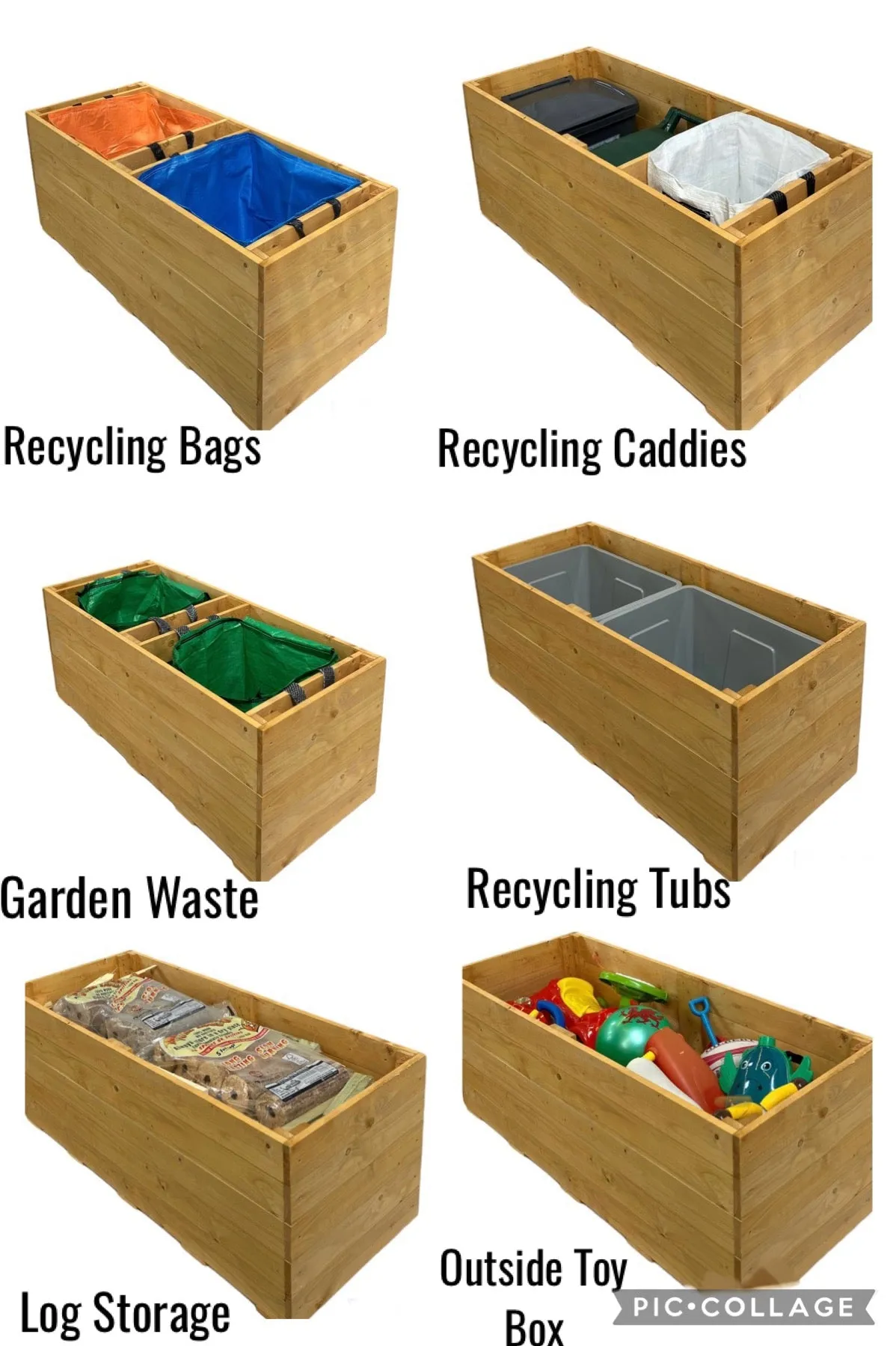 Two Solid Recycling Storage Benches Flat Pack