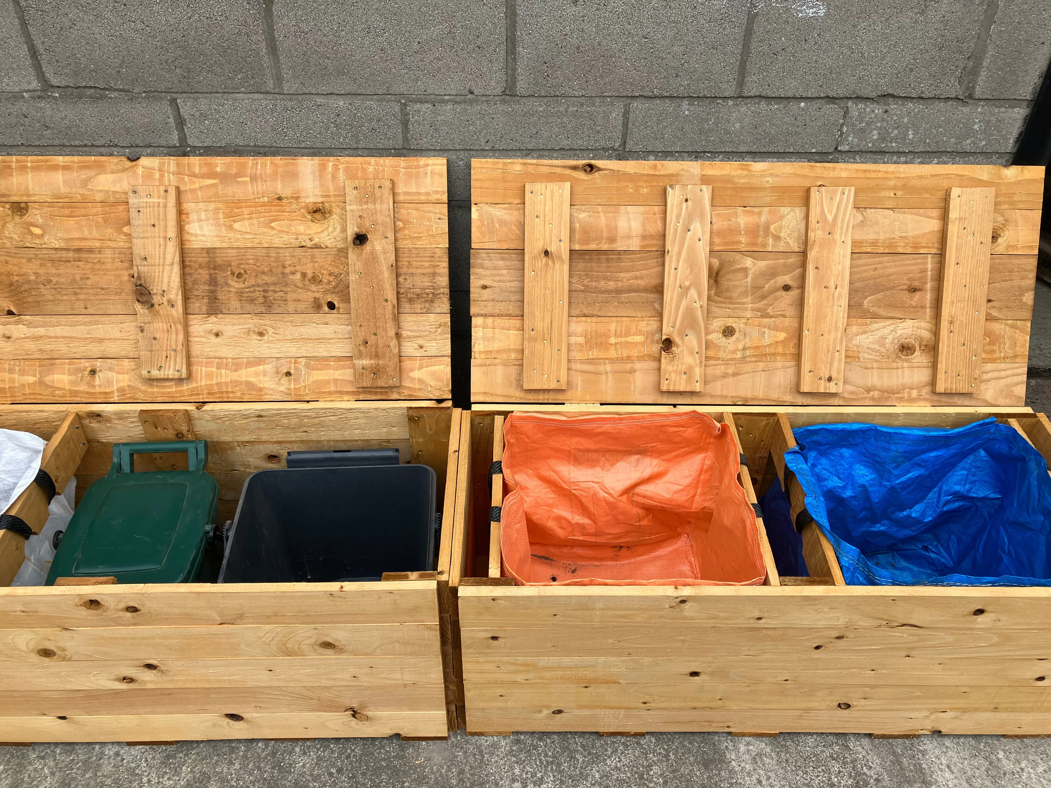 Two Solid Recycling Storage Benches Flat Pack
