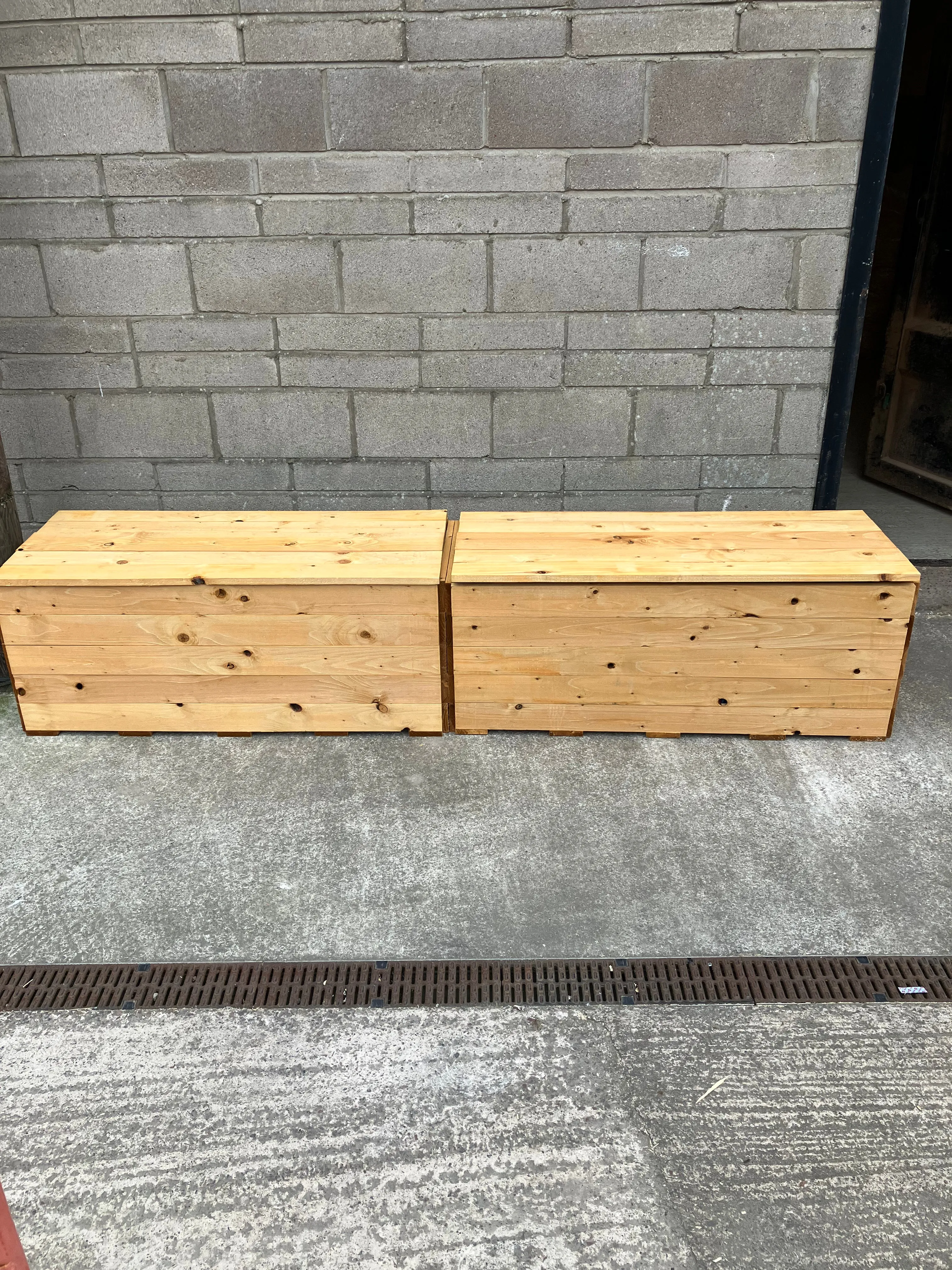 Two Solid Recycling Storage Benches Flat Pack